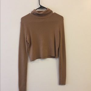 Tan Knit Turtleneck crop top